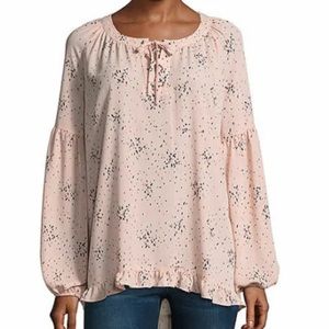 A.n.a. Bell Sleeve Boho Ruffle Tie Blouse Size Medium NWT NEW